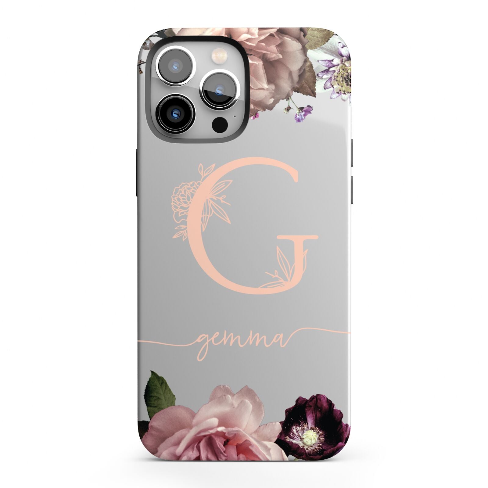 Vintage Floral Personalised iPhone 13 Pro Max Full Wrap 3D Tough Case