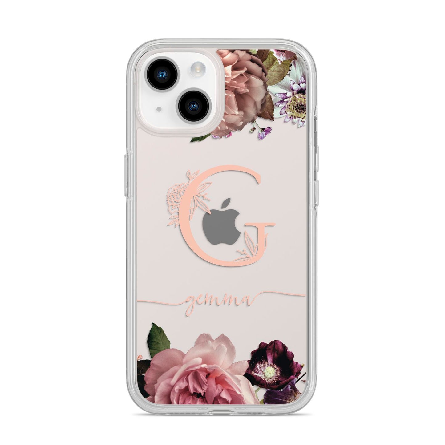 Vintage Floral Personalised iPhone 14 Clear Tough Case Starlight