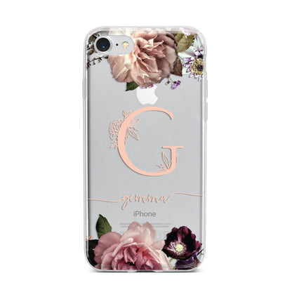 Vintage Floral Personalised iPhone 7 Bumper Case on Silver iPhone