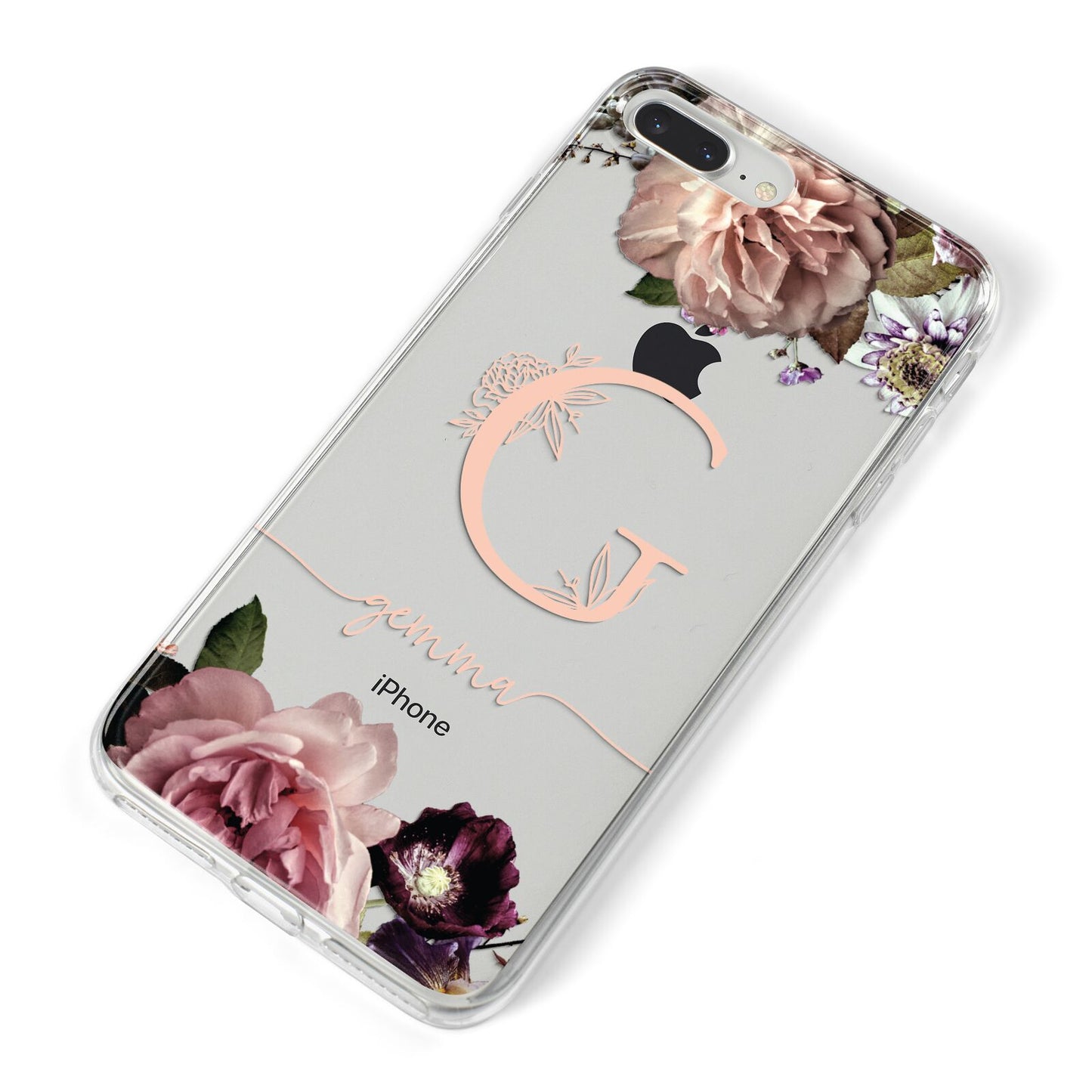 Vintage Floral Personalised iPhone 8 Plus Bumper Case on Silver iPhone Alternative Image