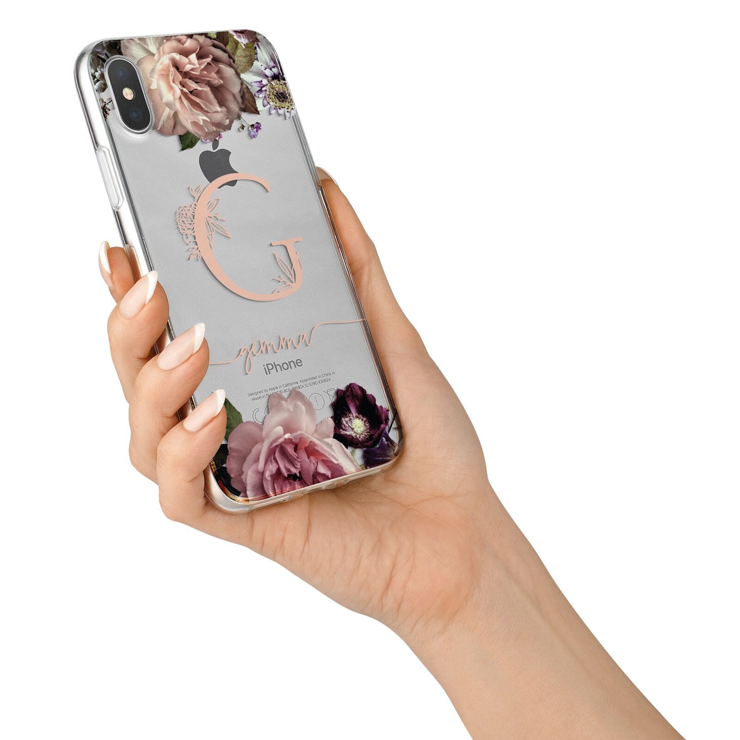 Vintage Floral Personalised iPhone X Bumper Case on Silver iPhone Alternative Image 2