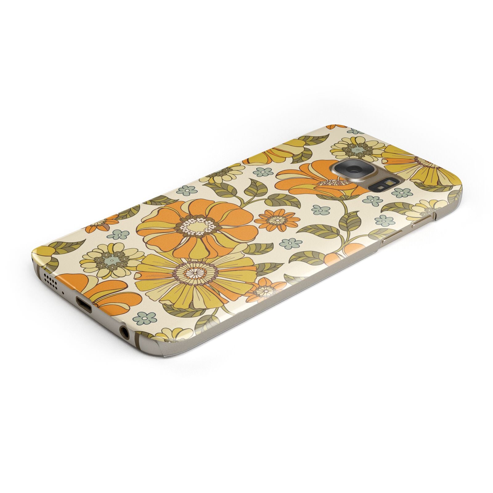 Vintage Floral Protective Samsung Galaxy Case Angled Image