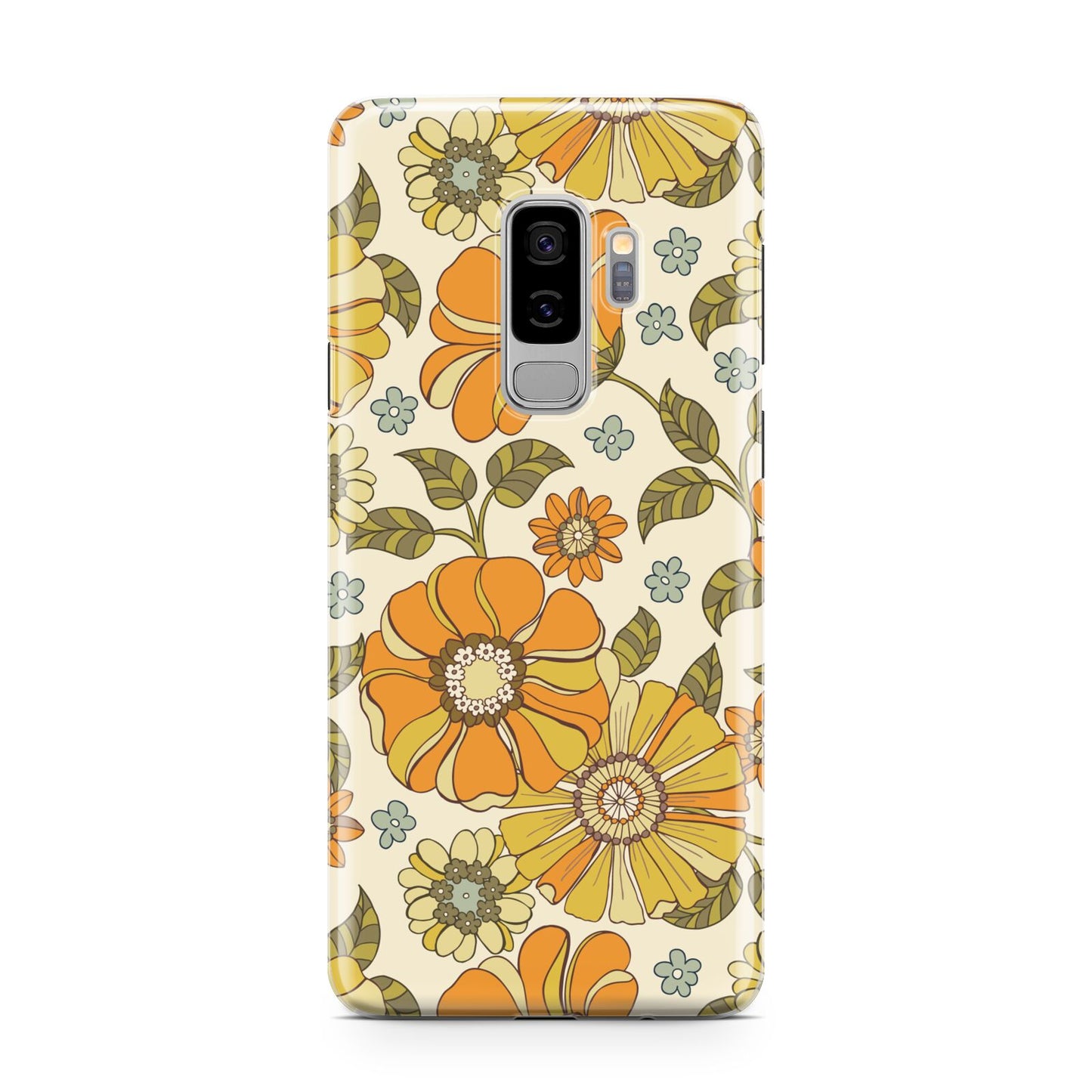 Vintage Floral Samsung Galaxy S9 Plus Case on Silver phone
