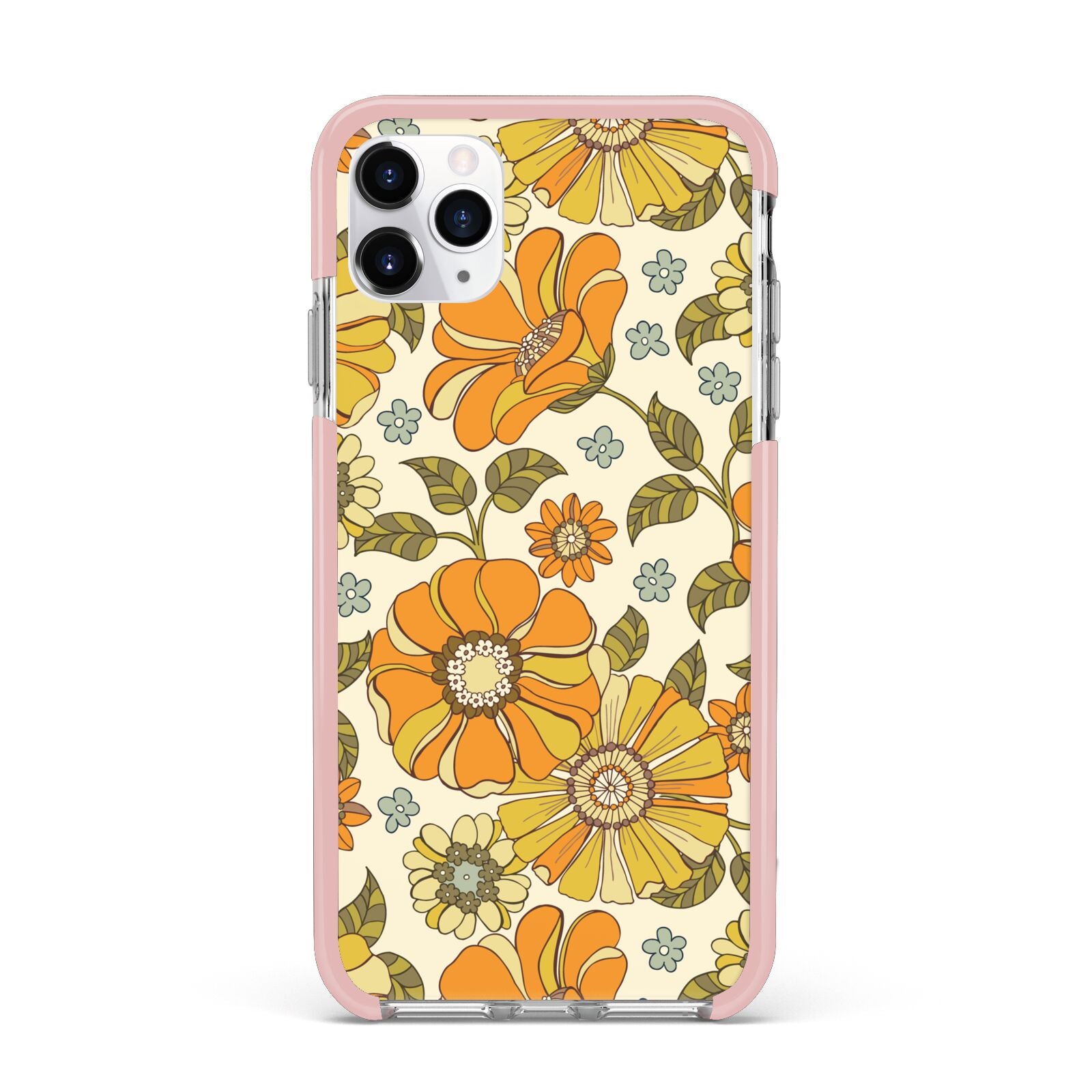Vintage Floral iPhone 11 Pro Max Impact Pink Edge Case
