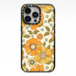 Vintage Floral iPhone 13 Pro Black Impact Case on Silver phone