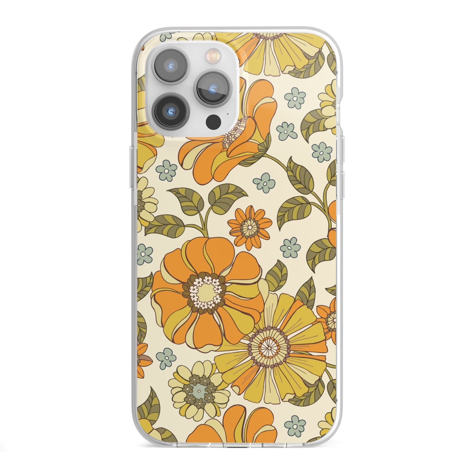 Vintage Floral iPhone 13 Pro Max TPU Impact Case with White Edges