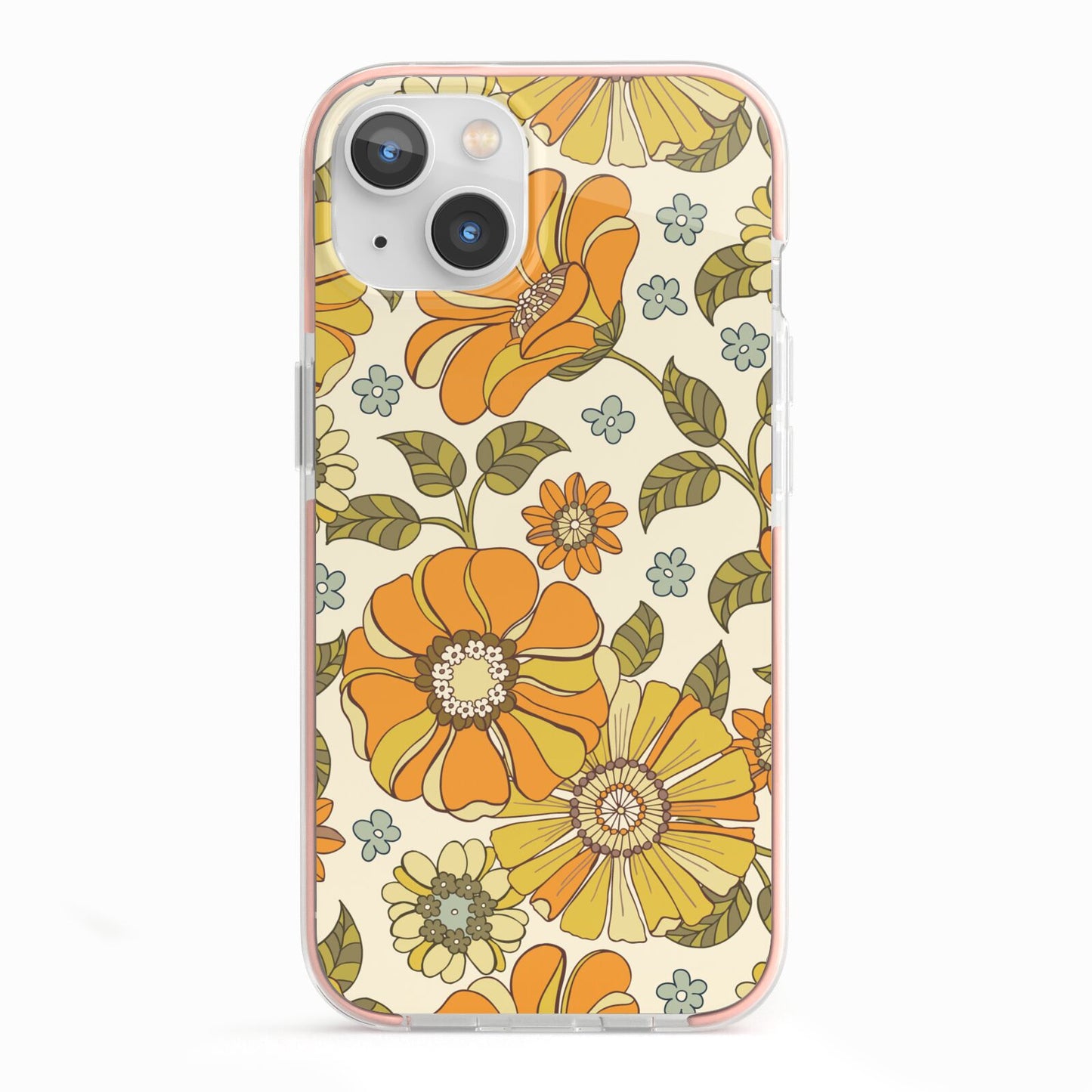 Vintage Floral iPhone 13 TPU Impact Case with Pink Edges