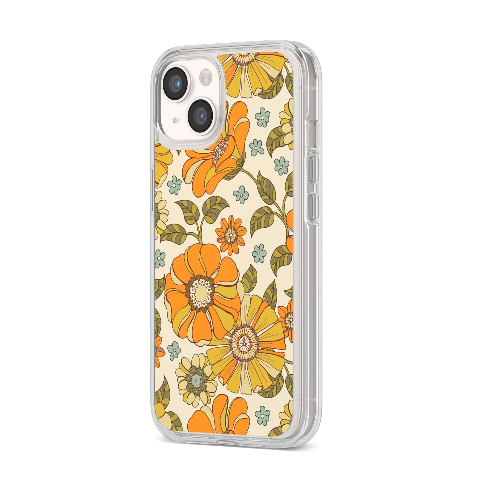 Vintage Floral iPhone 14 Clear Tough Case Starlight Angled Image