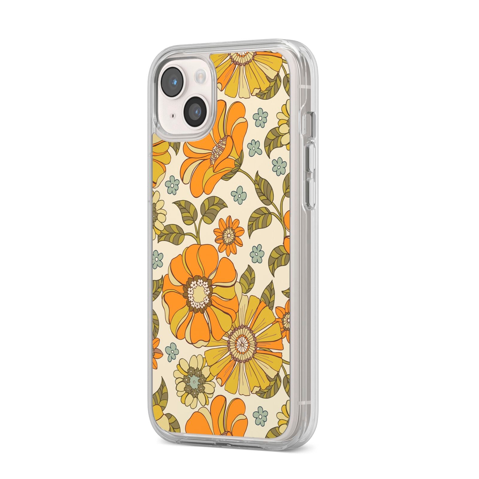 Vintage Floral iPhone 14 Plus Clear Tough Case Starlight Angled Image