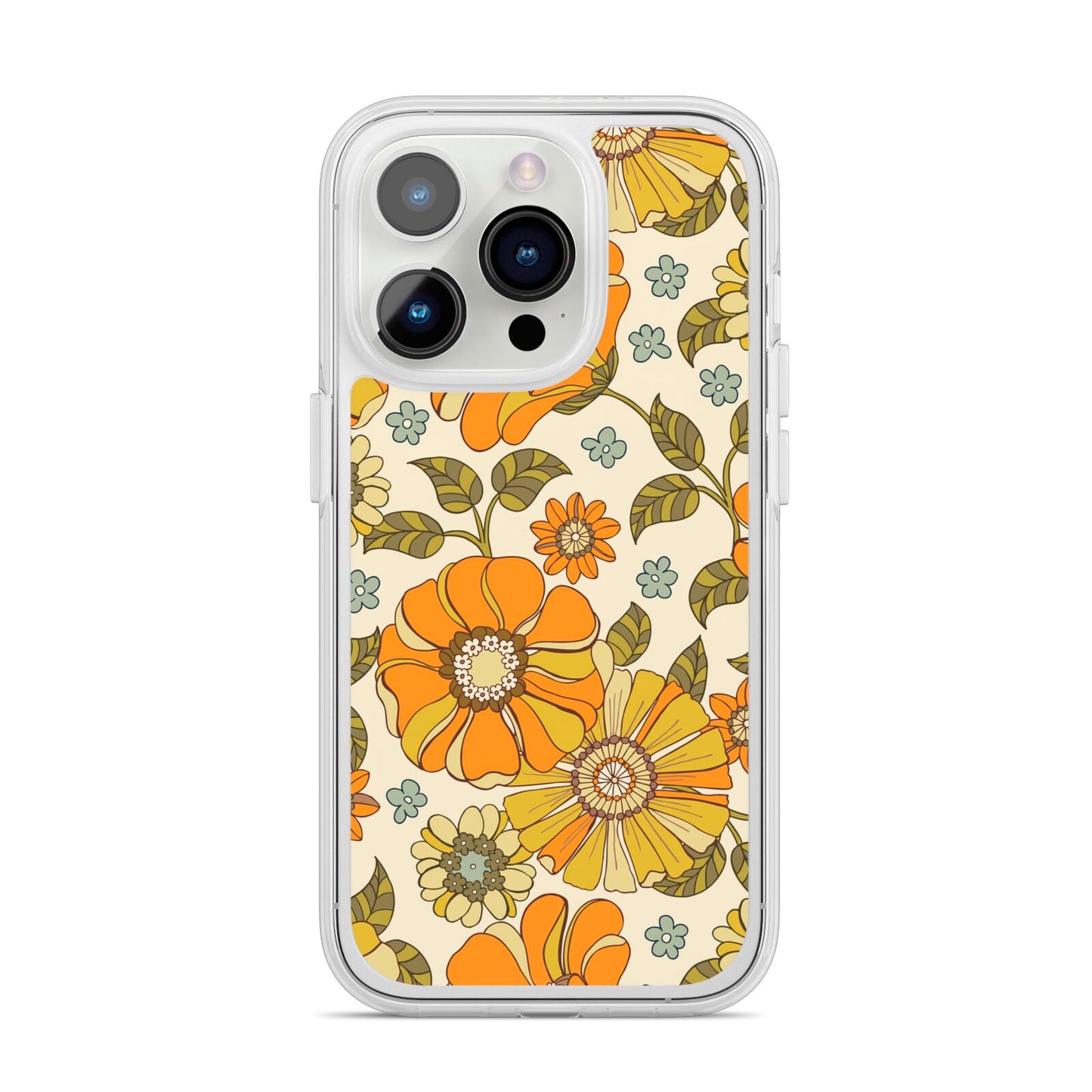 Vintage Floral iPhone 14 Pro Clear Tough Case Silver