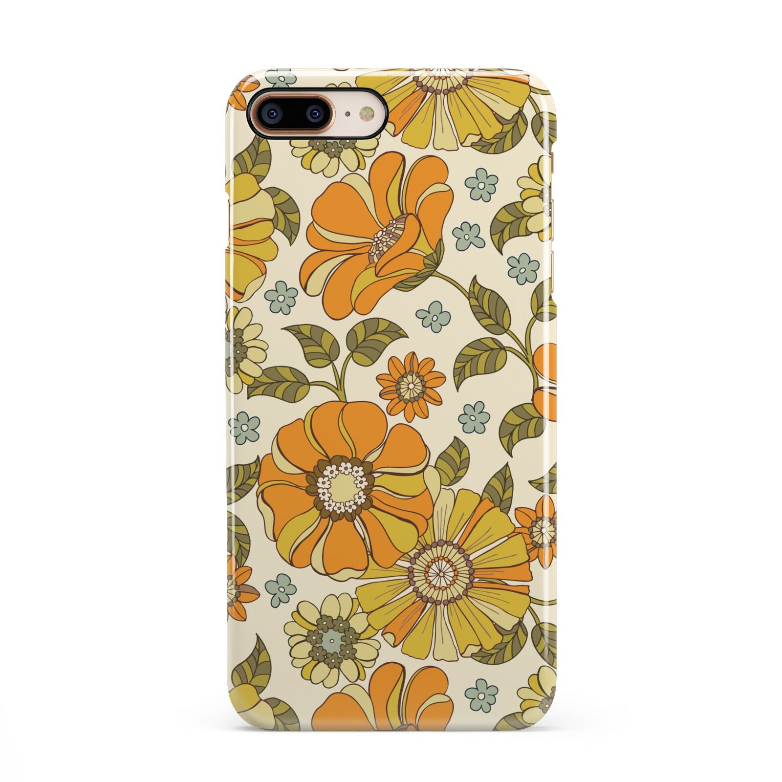 Vintage Floral iPhone 8 Plus 3D Snap Case on Gold Phone