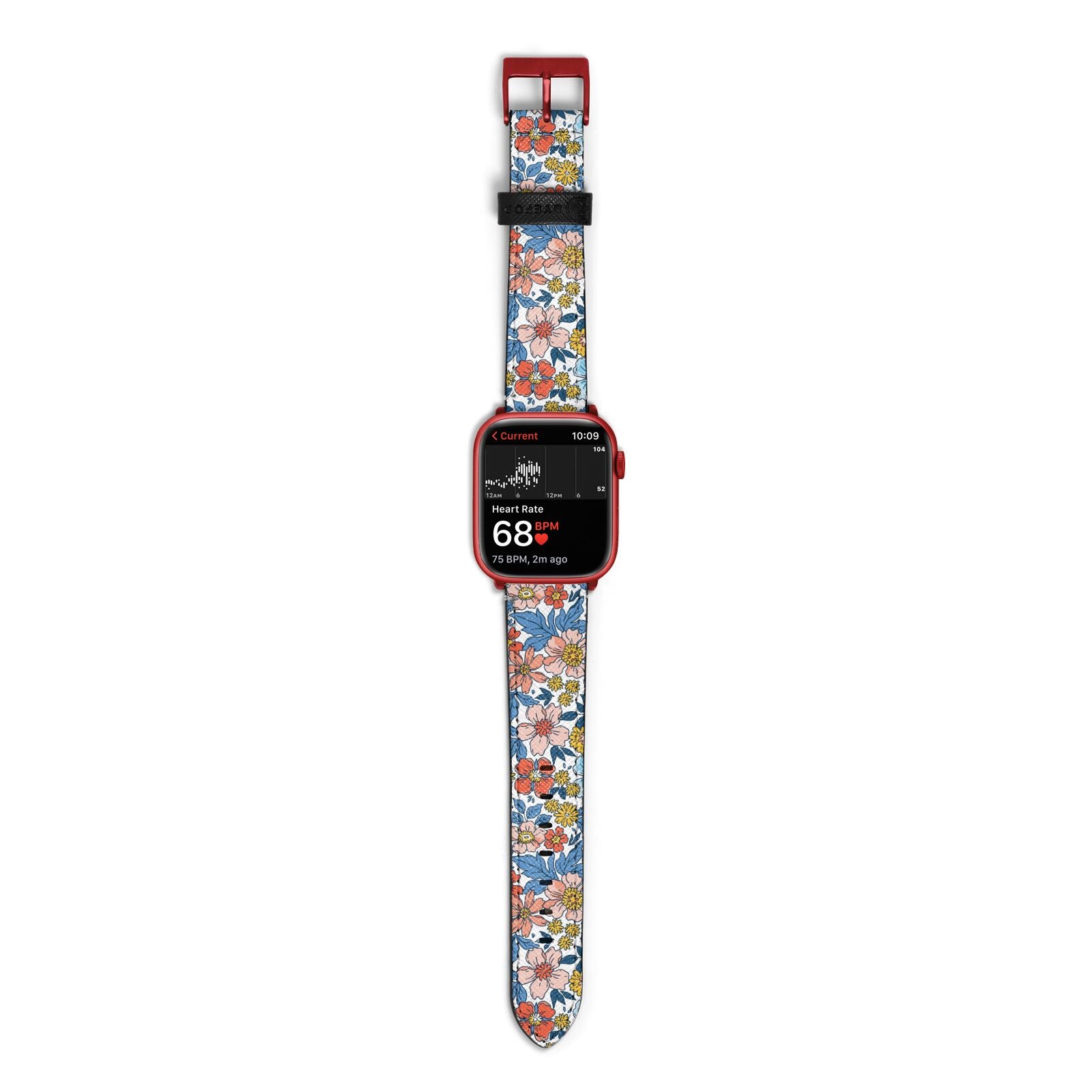 Vintage Flower Apple Watch Strap Size 38mm with Red Hardware