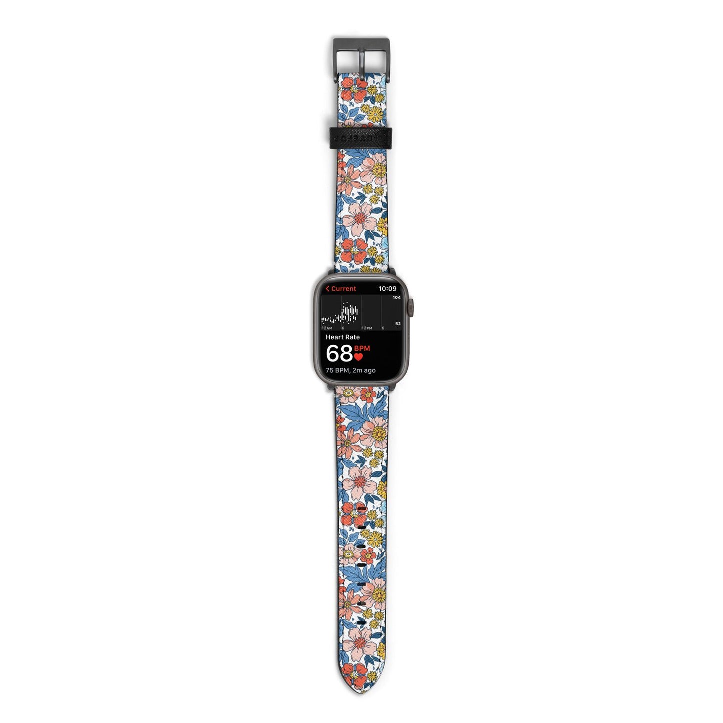 Vintage Flower Apple Watch Strap Size 38mm with Space Grey Hardware