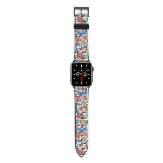 Vintage Flower Apple Watch Strap with Space Grey Hardware