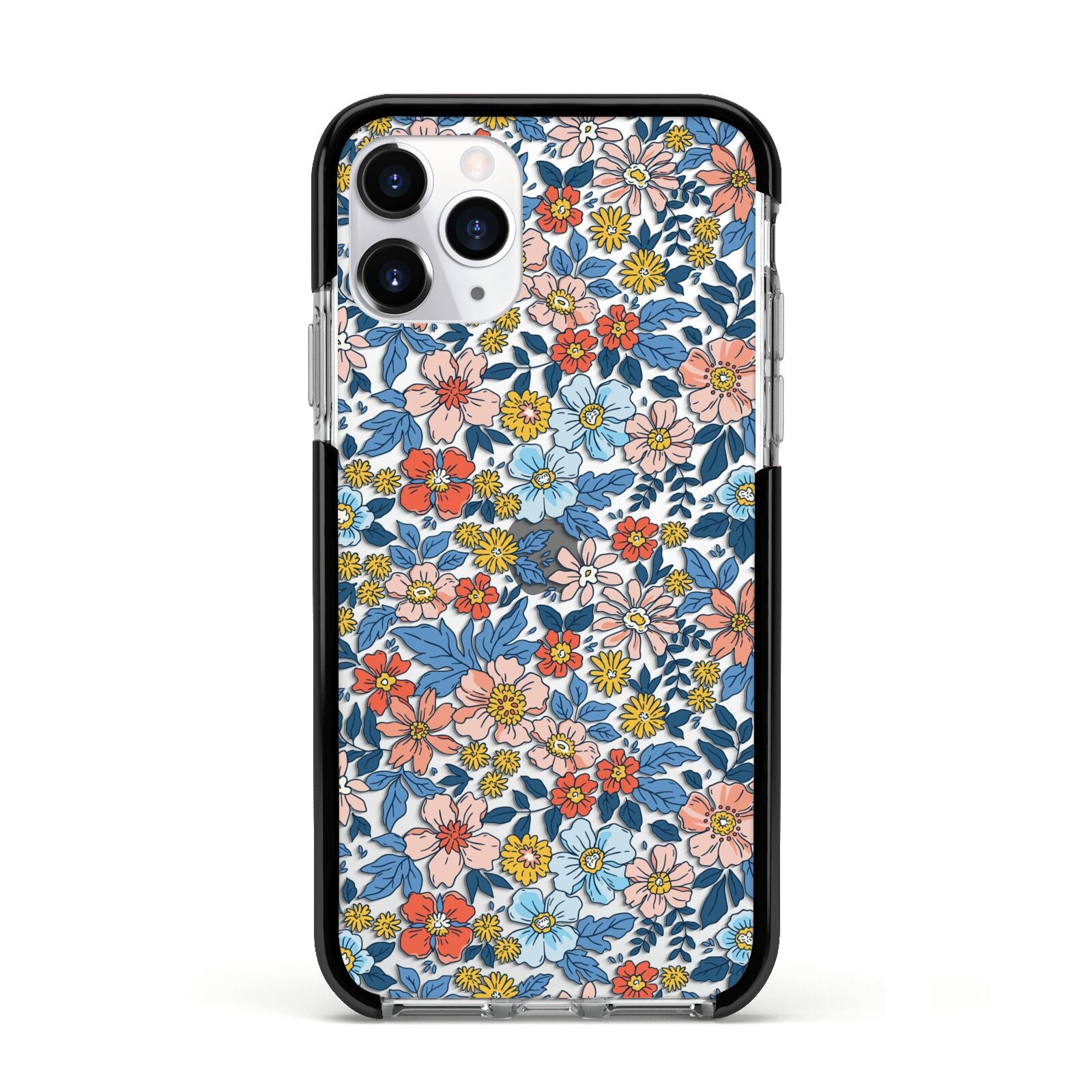 Vintage Flower Apple iPhone 11 Pro in Silver with Black Impact Case