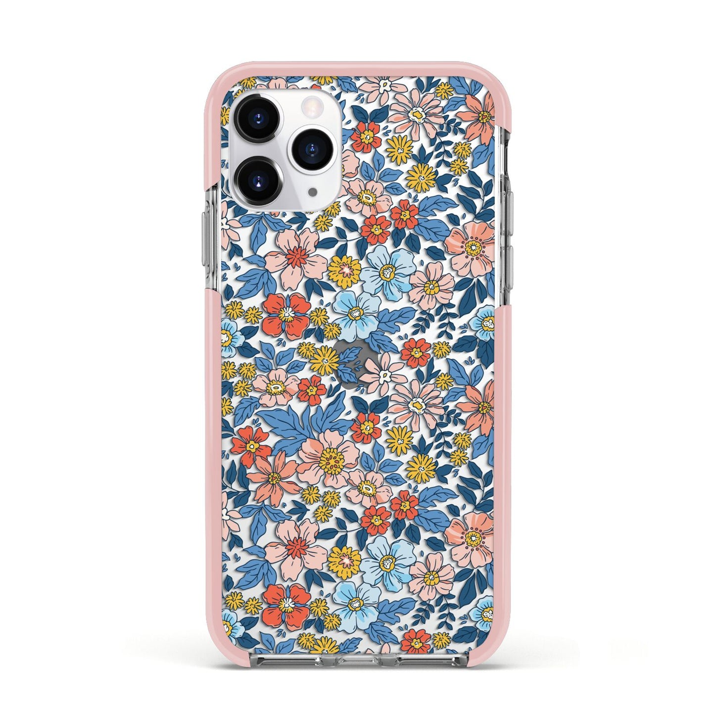 Vintage Flower Apple iPhone 11 Pro in Silver with Pink Impact Case