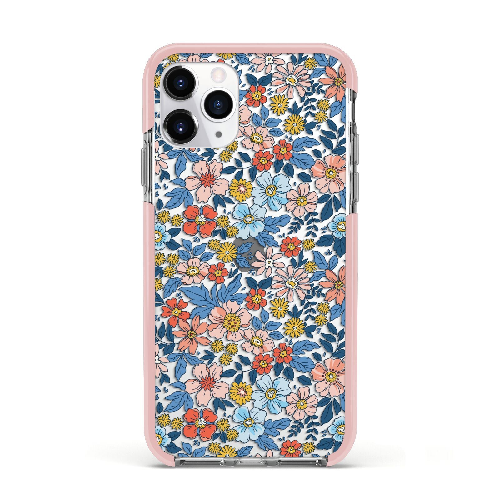 Vintage Flower Apple iPhone 11 Pro in Silver with Pink Impact Case
