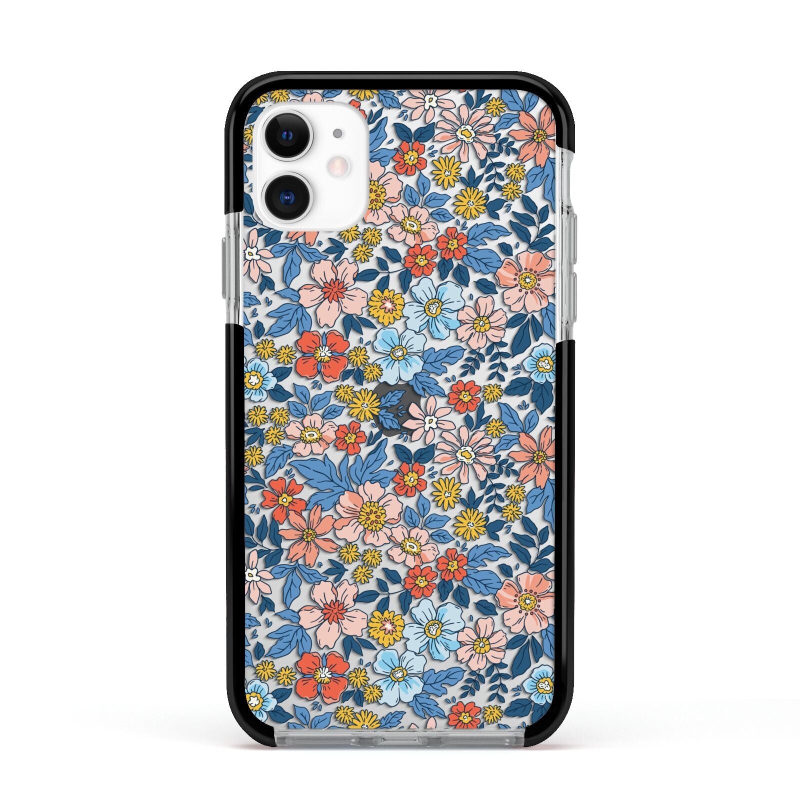 Vintage Flower Apple iPhone 11 in White with Black Impact Case