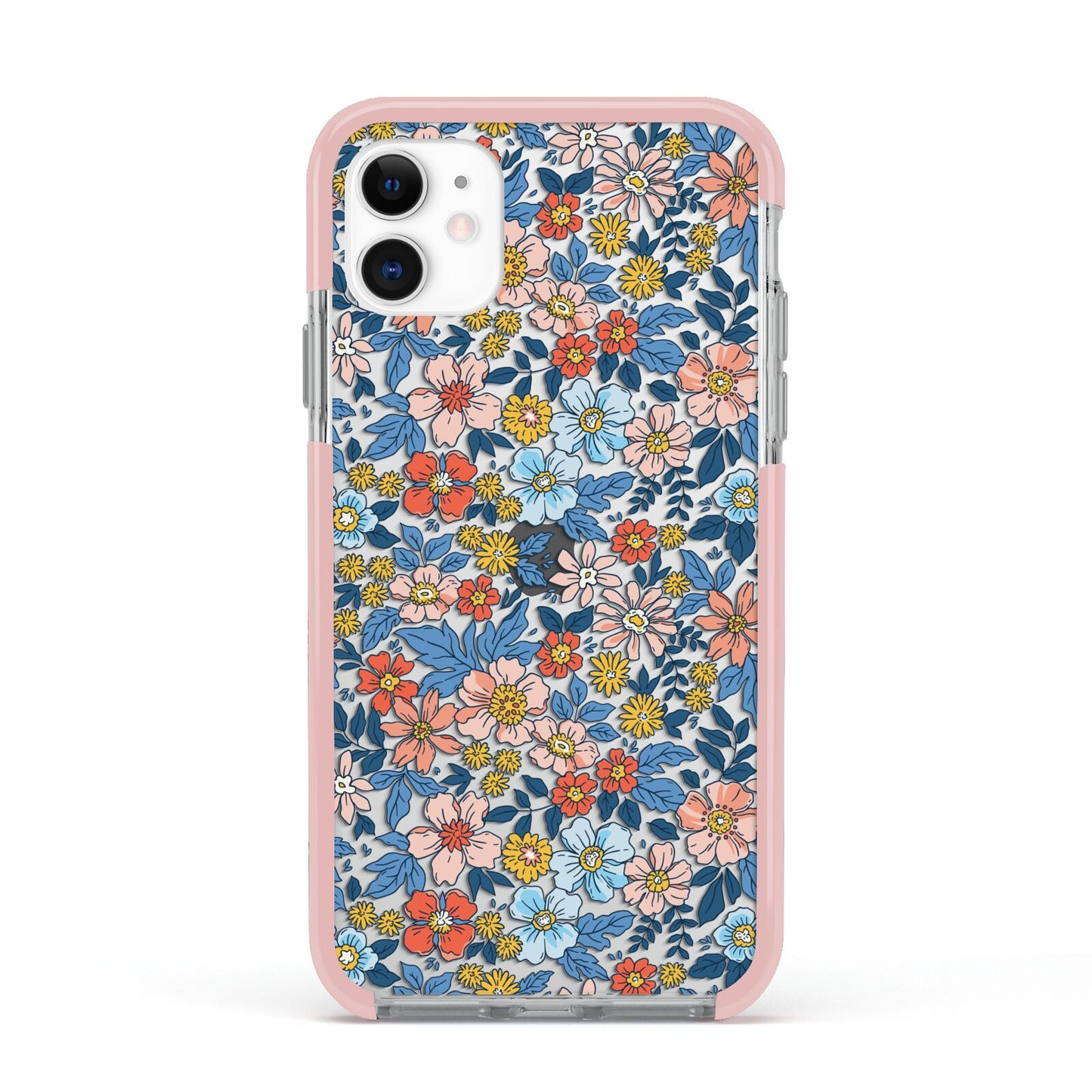 Vintage Flower Apple iPhone 11 in White with Pink Impact Case