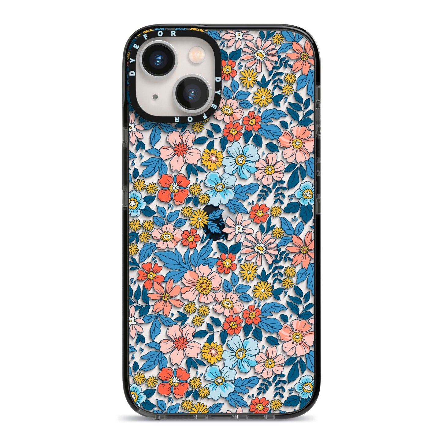 Vintage Flower iPhone 13 Black Impact Case on Silver phone