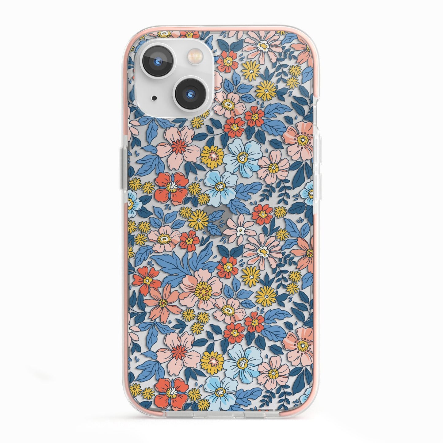 Vintage Flower iPhone 13 TPU Impact Case with Pink Edges