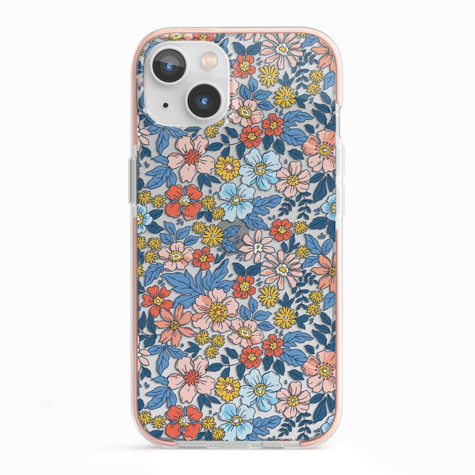 Vintage Flower iPhone 13 TPU Impact Case with Pink Edges