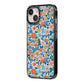 Vintage Flower iPhone 14 Black Impact Case Side Angle on Silver phone