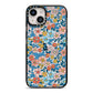 Vintage Flower iPhone 14 Black Impact Case on Silver phone