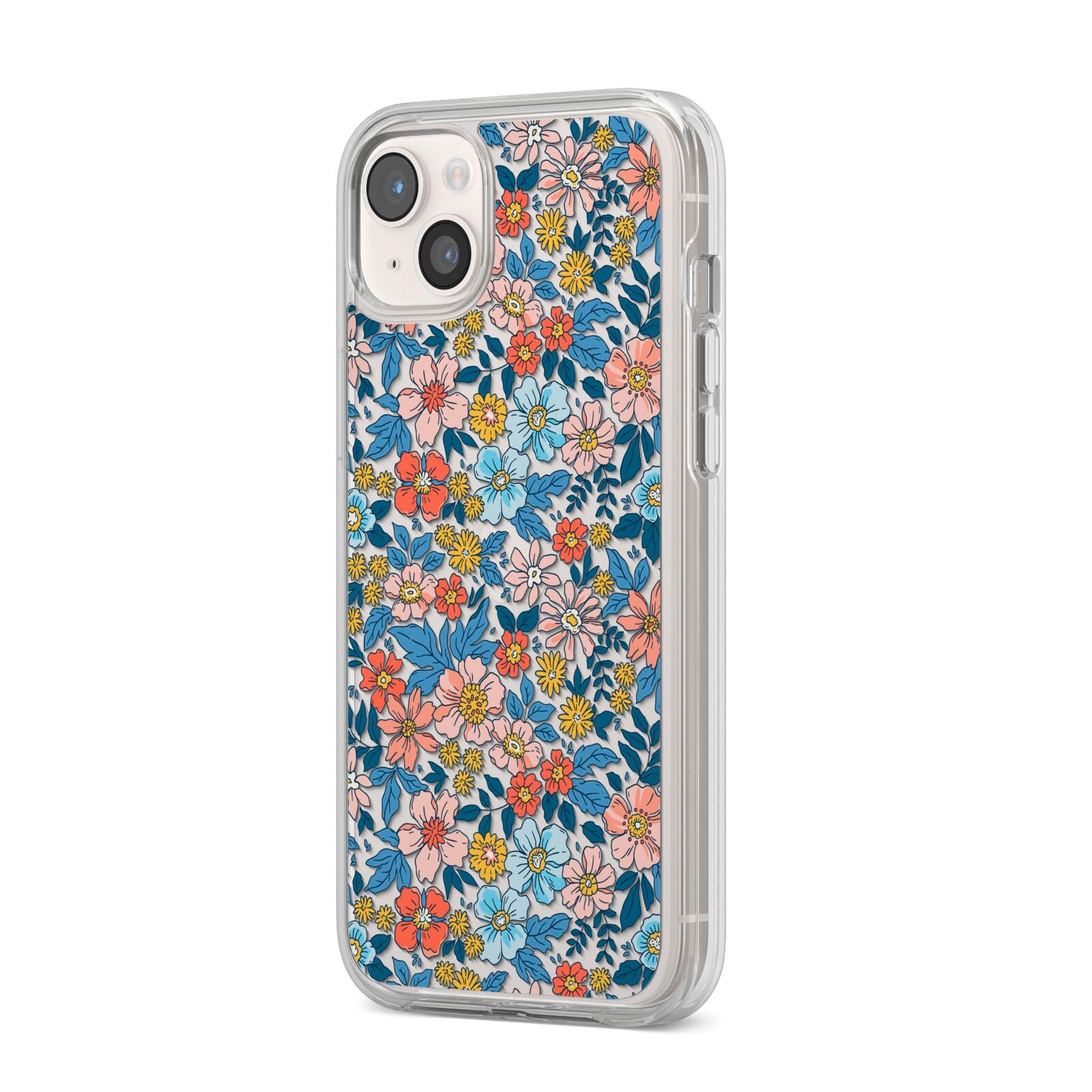 Vintage Flower iPhone 14 Plus Clear Tough Case Starlight Angled Image