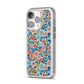 Vintage Flower iPhone 14 Pro Clear Tough Case Silver Angled Image