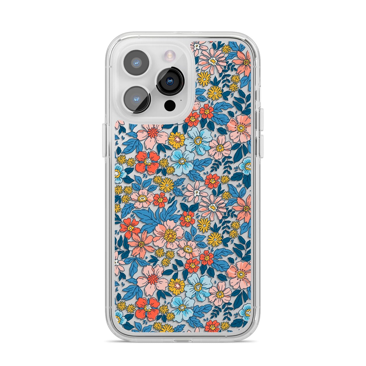 Vintage Flower iPhone 14 Pro Max Clear Tough Case Silver