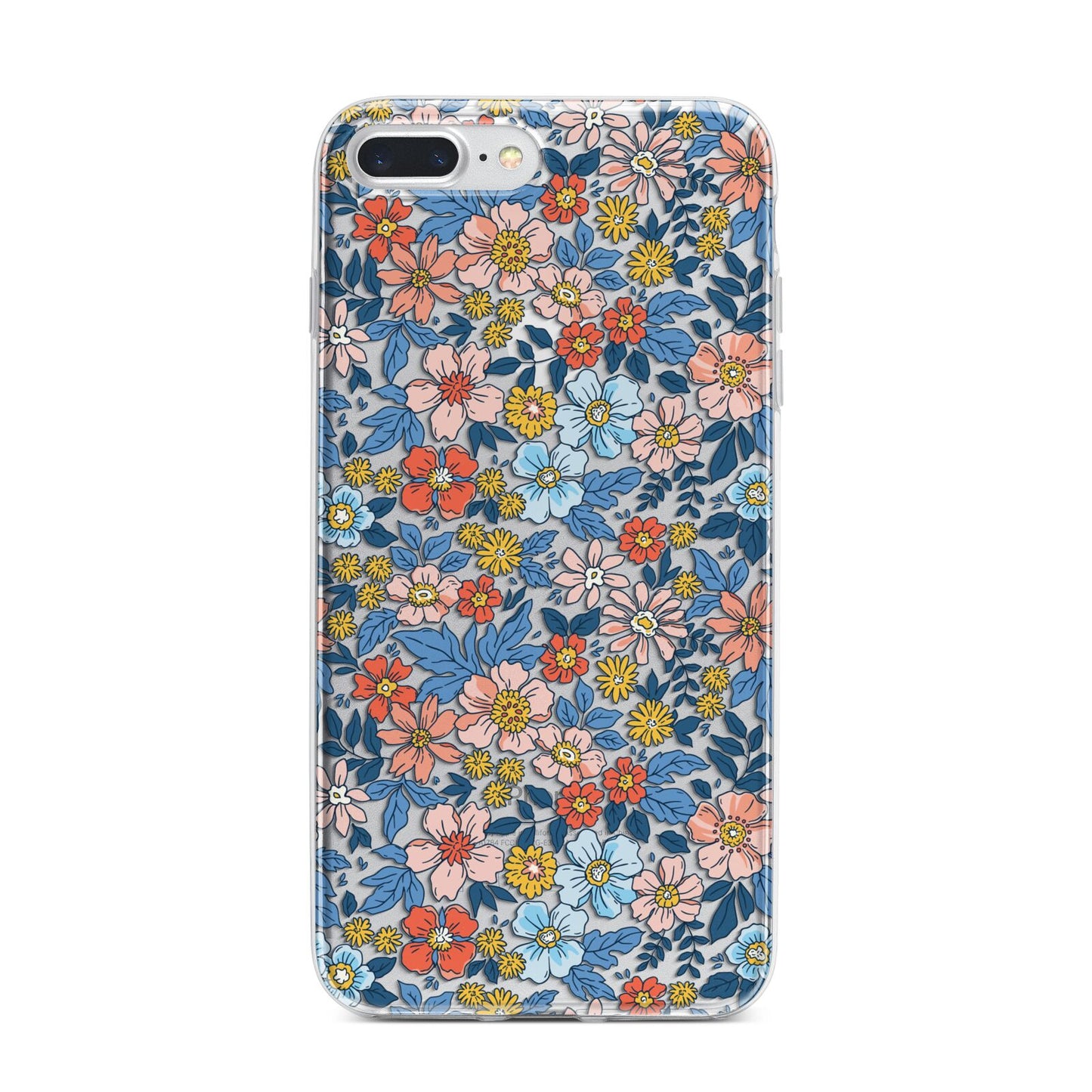 Vintage Flower iPhone 7 Plus Bumper Case on Silver iPhone