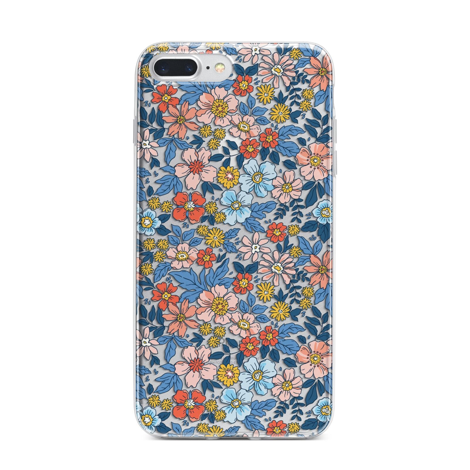 Vintage Flower iPhone 7 Plus Bumper Case on Silver iPhone