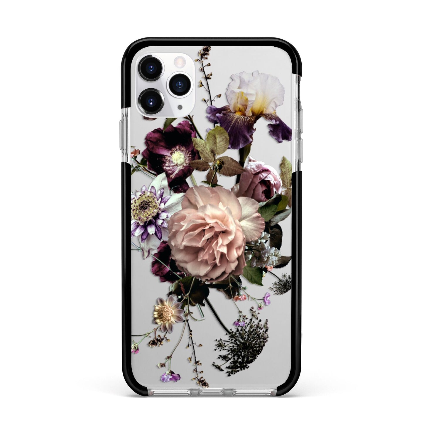 Vintage Flowers Apple iPhone 11 Pro Max in Silver with Black Impact Case