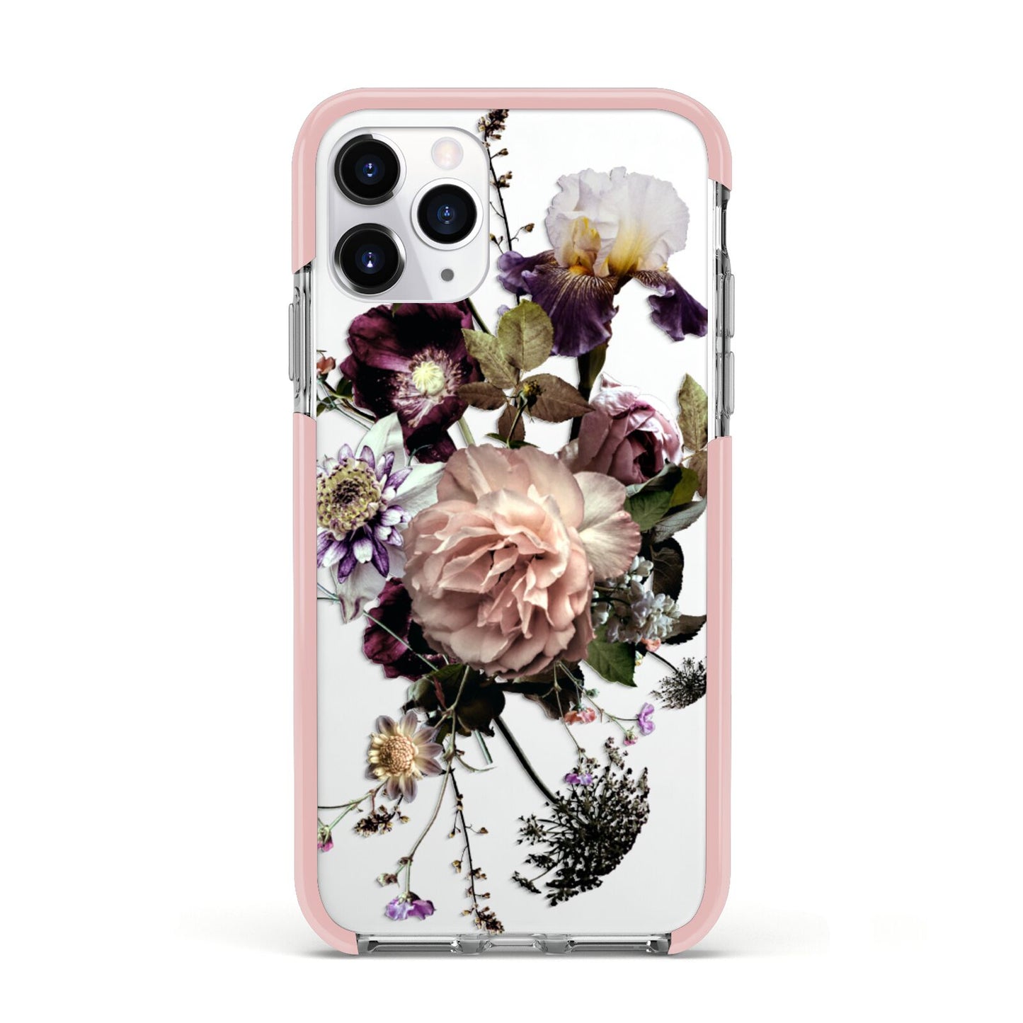 Vintage Flowers Apple iPhone 11 Pro in Silver with Pink Impact Case