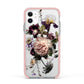 Vintage Flowers Apple iPhone 11 in White with Pink Impact Case