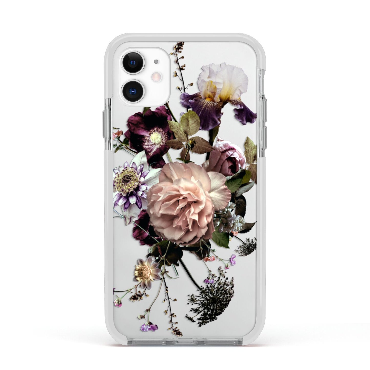 Vintage Flowers Apple iPhone 11 in White with White Impact Case