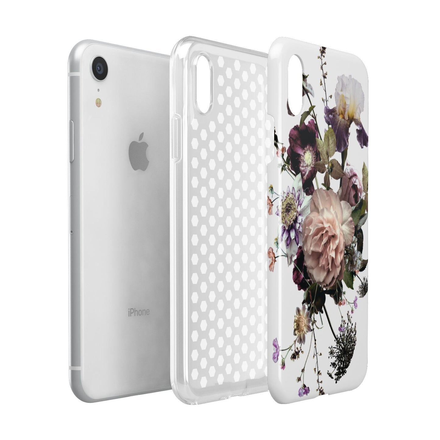 Vintage Flowers Apple iPhone XR White 3D Tough Case Expanded view