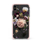 Vintage Flowers Apple iPhone Xs Max Impact Case Pink Edge on Black Phone