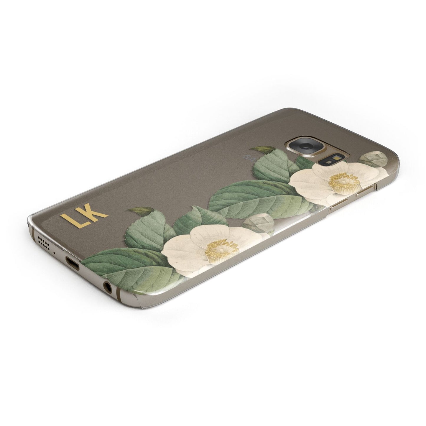 Vintage Flowers Personalised Protective Samsung Galaxy Case Angled Image