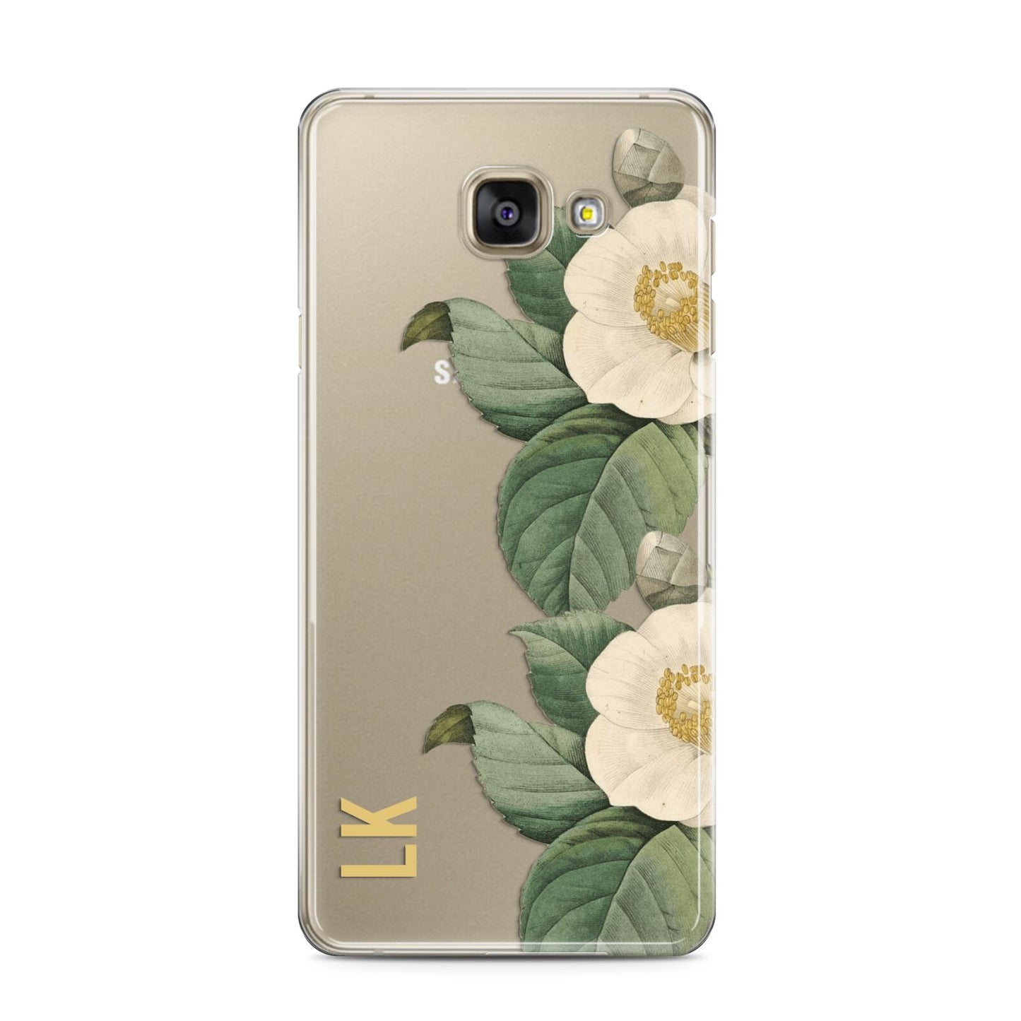 Vintage Flowers Personalised Samsung Galaxy A3 2016 Case on gold phone