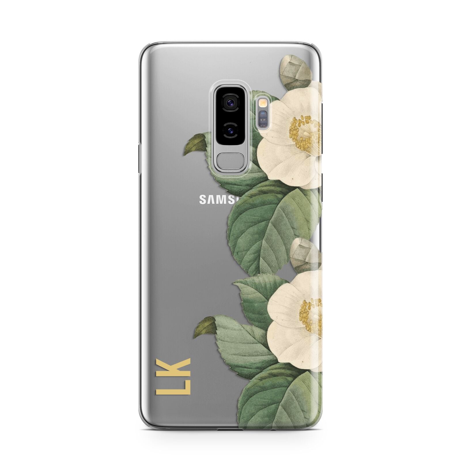 Vintage Flowers Personalised Samsung Galaxy S9 Plus Case on Silver phone