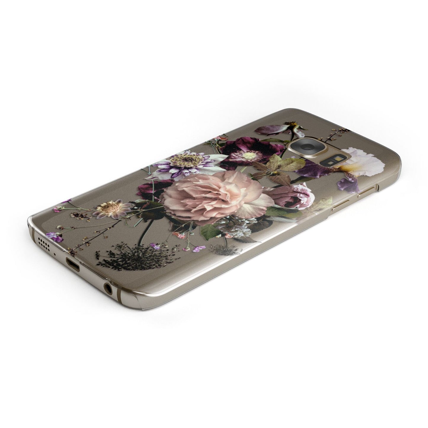 Vintage Flowers Protective Samsung Galaxy Case Angled Image
