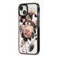Vintage Flowers iPhone 13 Black Impact Case Side Angle on Silver phone