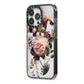 Vintage Flowers iPhone 13 Pro Black Impact Case Side Angle on Silver phone