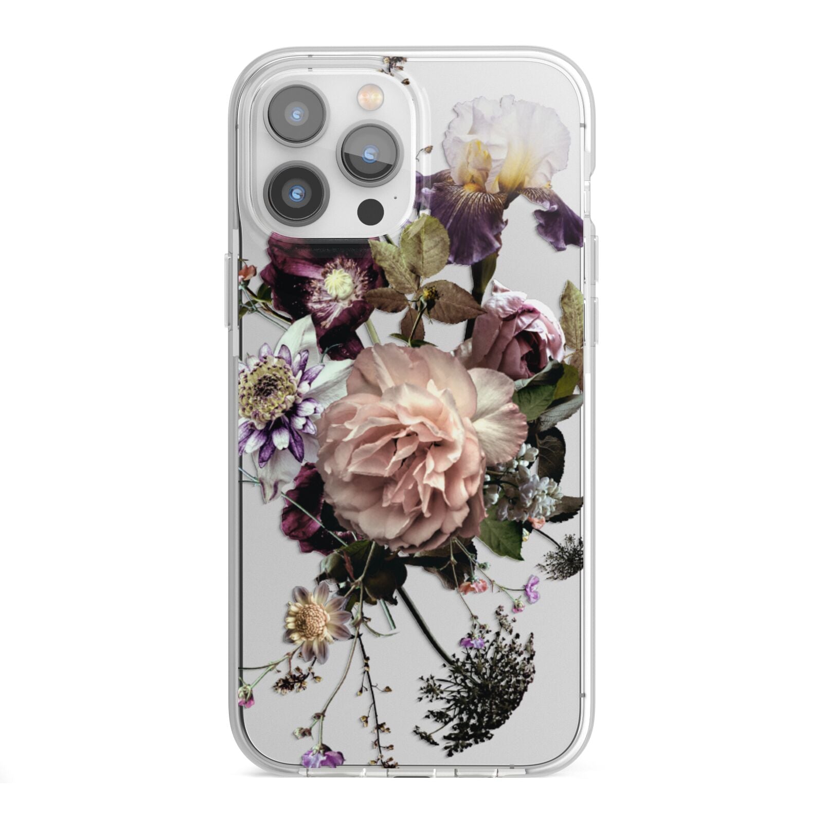 Vintage Flowers iPhone 13 Pro Max TPU Impact Case with White Edges