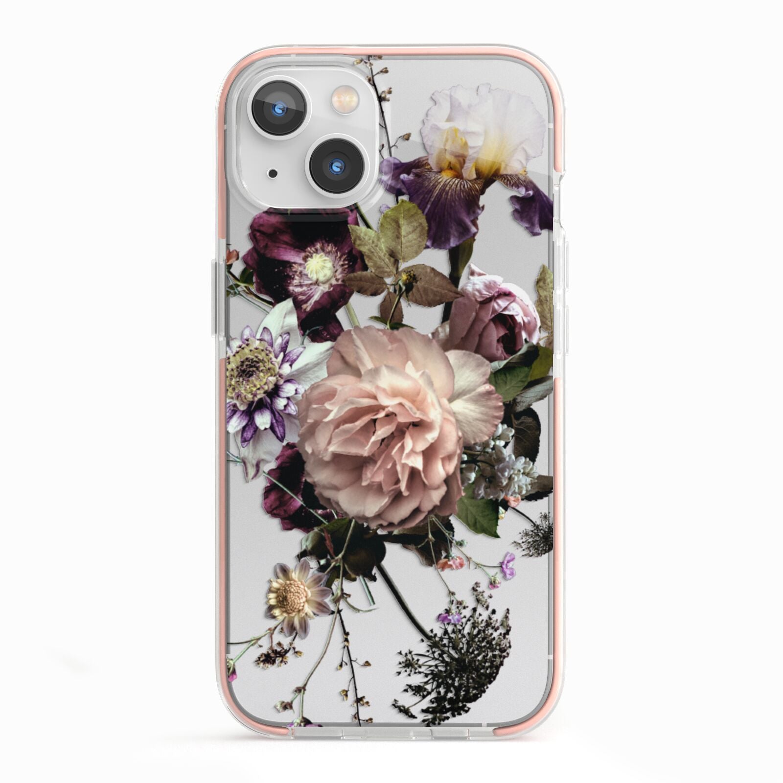 Vintage Flowers iPhone 13 TPU Impact Case with Pink Edges