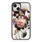 Vintage Flowers iPhone 14 Black Impact Case on Silver phone