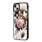 Vintage Flowers iPhone 14 Plus Black Impact Case Side Angle on Silver phone
