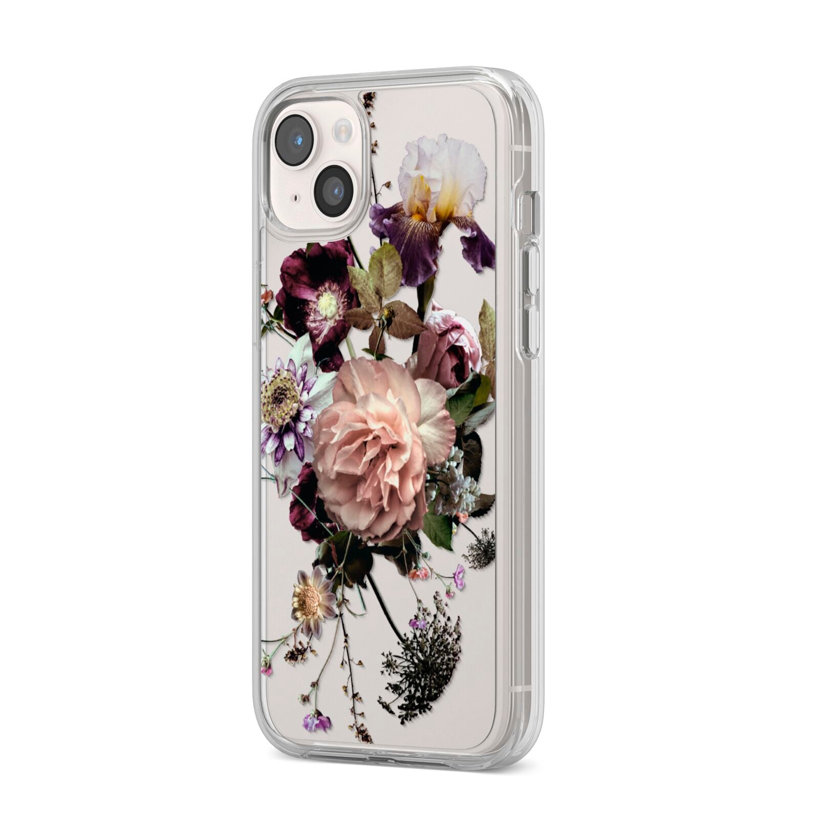 Vintage Flowers iPhone 14 Plus Clear Tough Case Starlight Angled Image